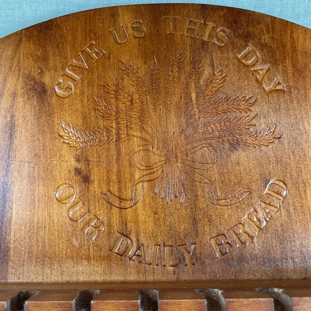 Vintage Wooden Spoon Rack Our Daily Bread Carved Wheat Cottage Kitchen Decor